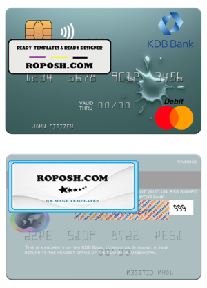 Uzbekistan KDB Bank mastercard template in PSD format