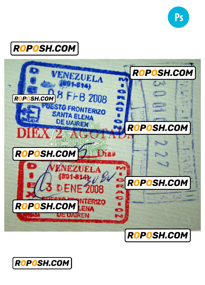 VENEZUELA visa stamp PSD template, with fonts
