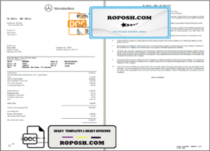 USA Mercedes-Benz invoice template in Word and PDF format, fully editable