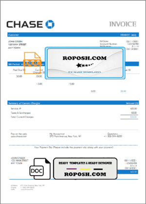 USA Chase invoice template in Word and PDF format, fully editable