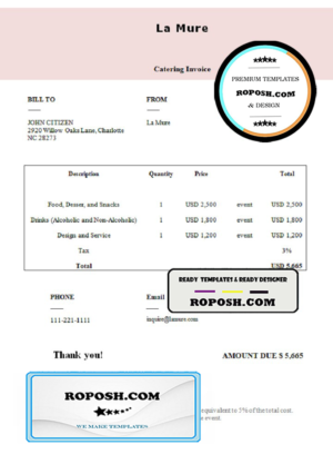USA La Mure invoice template in Word and PDF format, fully editable