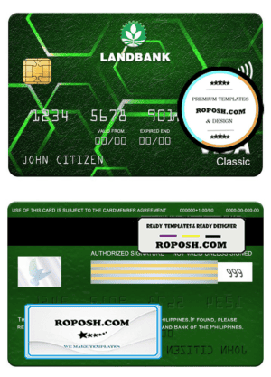 Philippines Land bank visa classic card, fully editable template in PSD format