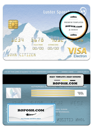 Norway Luster Sparebank visa electron card, fully editable template in PSD format