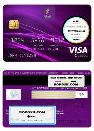 Nigeria Polaris bank visa classic card, fully editable template in PSD format
