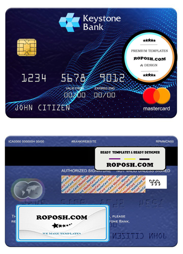 Nigeria Keystone bank mastercard, fully editable template in PSD format