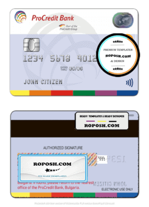 Bulgaria ProCredit Bank mastercard template in PSD format, fully editable