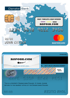 Finland Danske bank mastercard template in PSD format, fully editable
