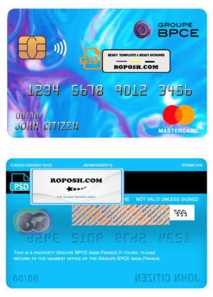 France Groupe BPCE bank mastercard template in PSD format, fully editable