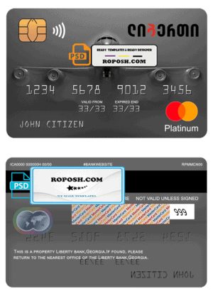 Georgia Liberty bank platinum mastercard template in PSD format, fully editable