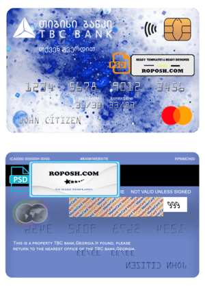 Georgia TBC bank mastercard template in PSD format, fully editable