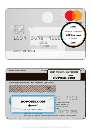 Germany Sparkasse Bank mastercard card template in PSD format, fully editable