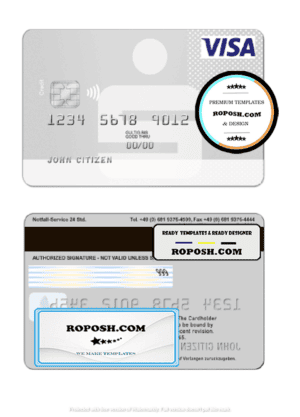 Germany Sparkasse Bank visa card template in PSD format, fully editable