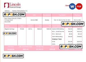 USA insurance company employee sheet template in Word and PDF format, version 2