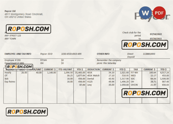 USA software technologies company employee sheet template in Word and PDF format