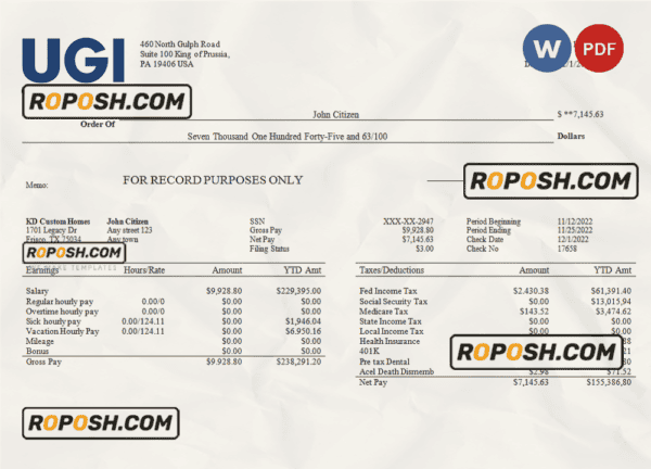 USA energy company employee sheet template in Word and PDF format