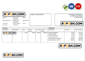 USA diagnostic company employee sheet template in Word and PDF format