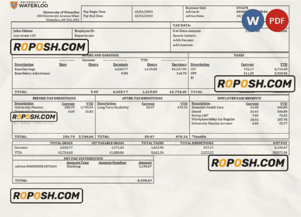 USA educational company employee sheet template in Word and PDF format