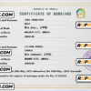 Angola marriage certificate PSD template, fully editable