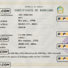 Angola marriage certificate PSD template, fully editable