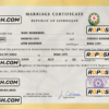 Azerbaijan marriage certificate PSD template, completely editable