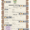 Belize marriage certificate PSD template, fully editable