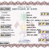 Maldives vital record birth certificate PSD template, fully editable