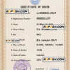 Marshall Islands death certificate PSD template, completely editable