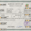 Mauritius marriage certificate PSD template, completely editable
