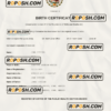 Mexico birth certificate Word and PDF template, fully editable
