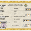 Samoa vital record birth certificate PSD template, fully editable