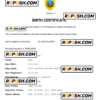 Timor-Leste birth certificate Word and PDF template, completely editable