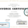USA Divorce certificate template in Word and PDF format