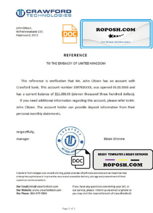 Netherlands Crawford certificate template in Word and PDF format