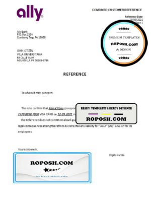 USA Ally bank account closure reference letter template in Word and PDF format