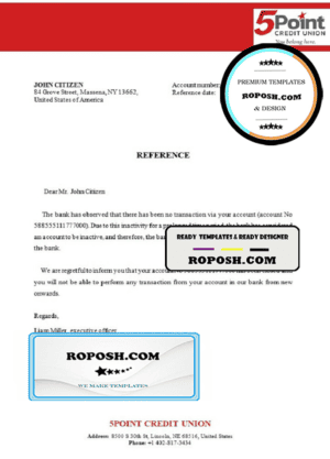USA 5Point bank account closure reference letter template in Word and PDF format