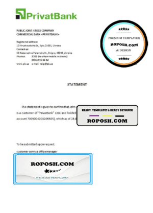 Ukraine Privatbank account closure reference letter template in Word and PDF format