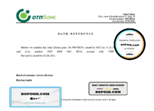 Ukraine OTP bank account closure reference letter template in Word and PDF format