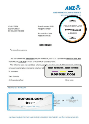 Australia ANZ bank account closure reference letter template in Word and PDF format