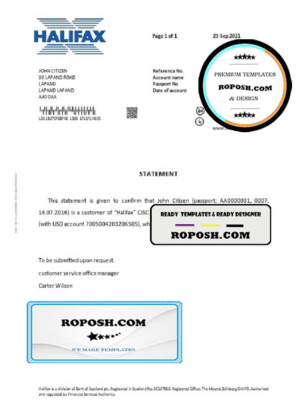 United Kingdom Halifax bank account closure reference letter template in Word and PDF format