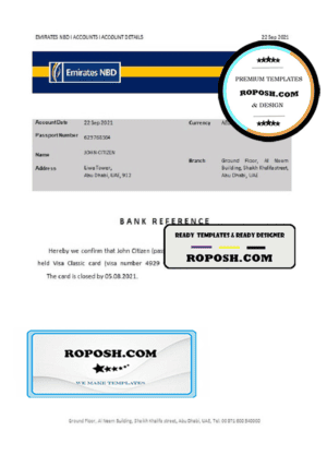UAE Emirates NBD bank account closure reference letter template in Word and PDF format