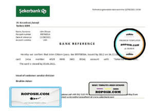 Turkey Sekerbank account closure reference letter template in Word and PDF format