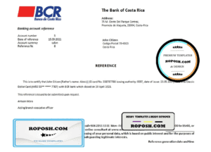 Costa Rica The Bank of Costa Rica bank account closure reference letter template in Word and PDF format