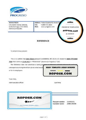 Dominican Republic Banco Progreso bank account closure reference letter template in Word and PDF format