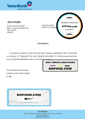 Vietnam Vietinbank bank account closure reference letter template in Word and PDF format