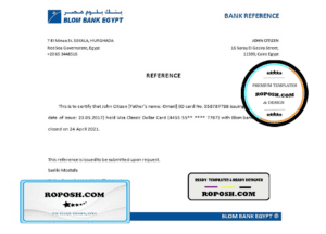 Egypt Blom Bank of Egypt bank account closure reference template in Word and PDF format (.doc and .pdf)