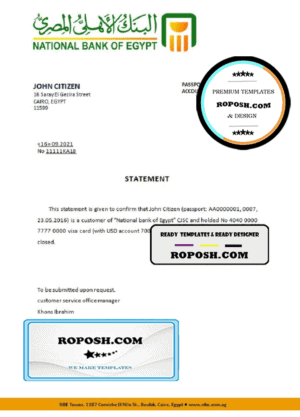Egypt National Bank of Egypt bank account closure reference template in Word and PDF format (.doc and .pdf)