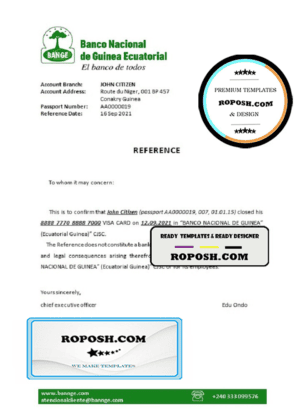 Equatorial Guinea The National Bank bank account closure reference letter template in Word and PDF format