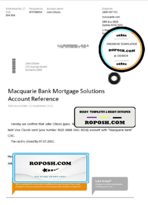 Australia Macquarie bank account closure reference letter template in Word and PDF format