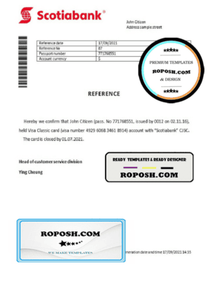Hong Kong Scotiabank account closure reference letter template in Word and PDF format