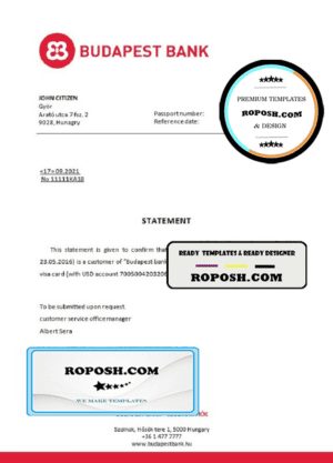 Hungary Budapest bank account closure reference letter template in Word and PDF format